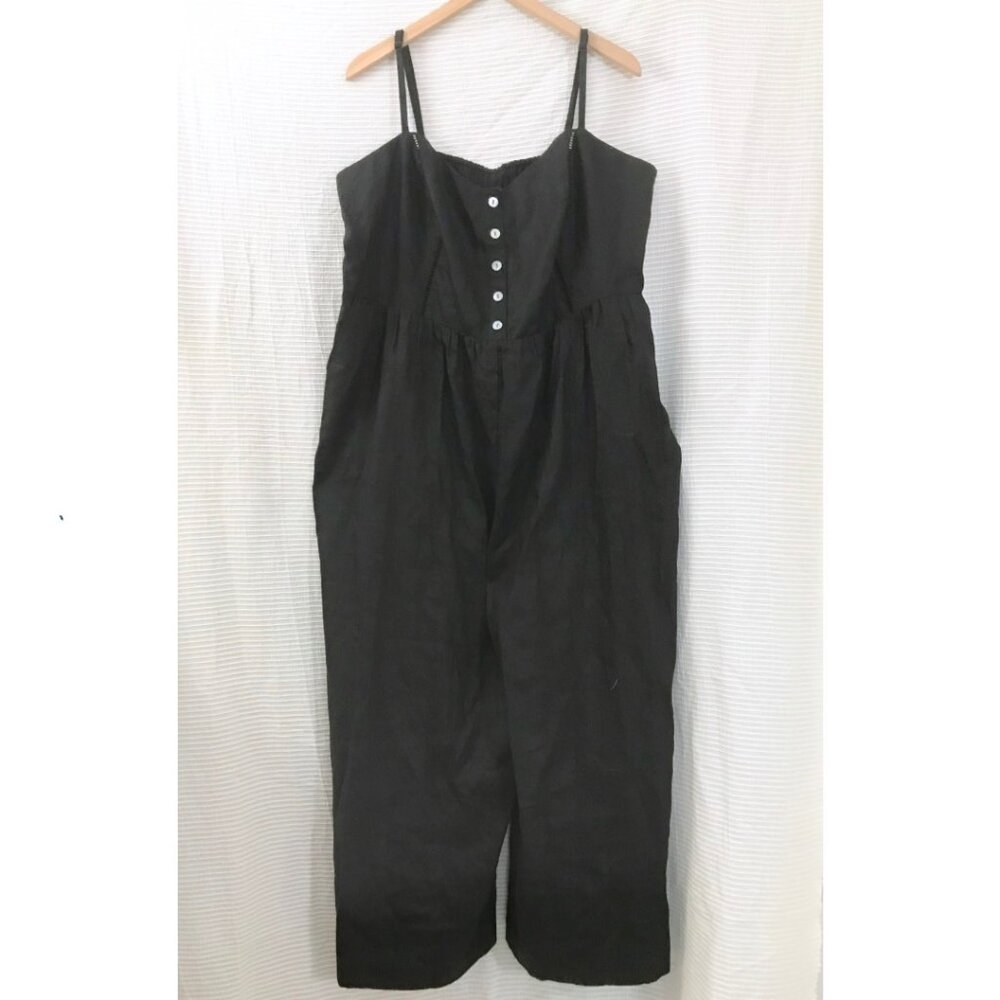 Madewell Wide-Leg Jumpsuit 100% Linen Sample in Black - Size 18W - NWOT - Picture 4 of 8